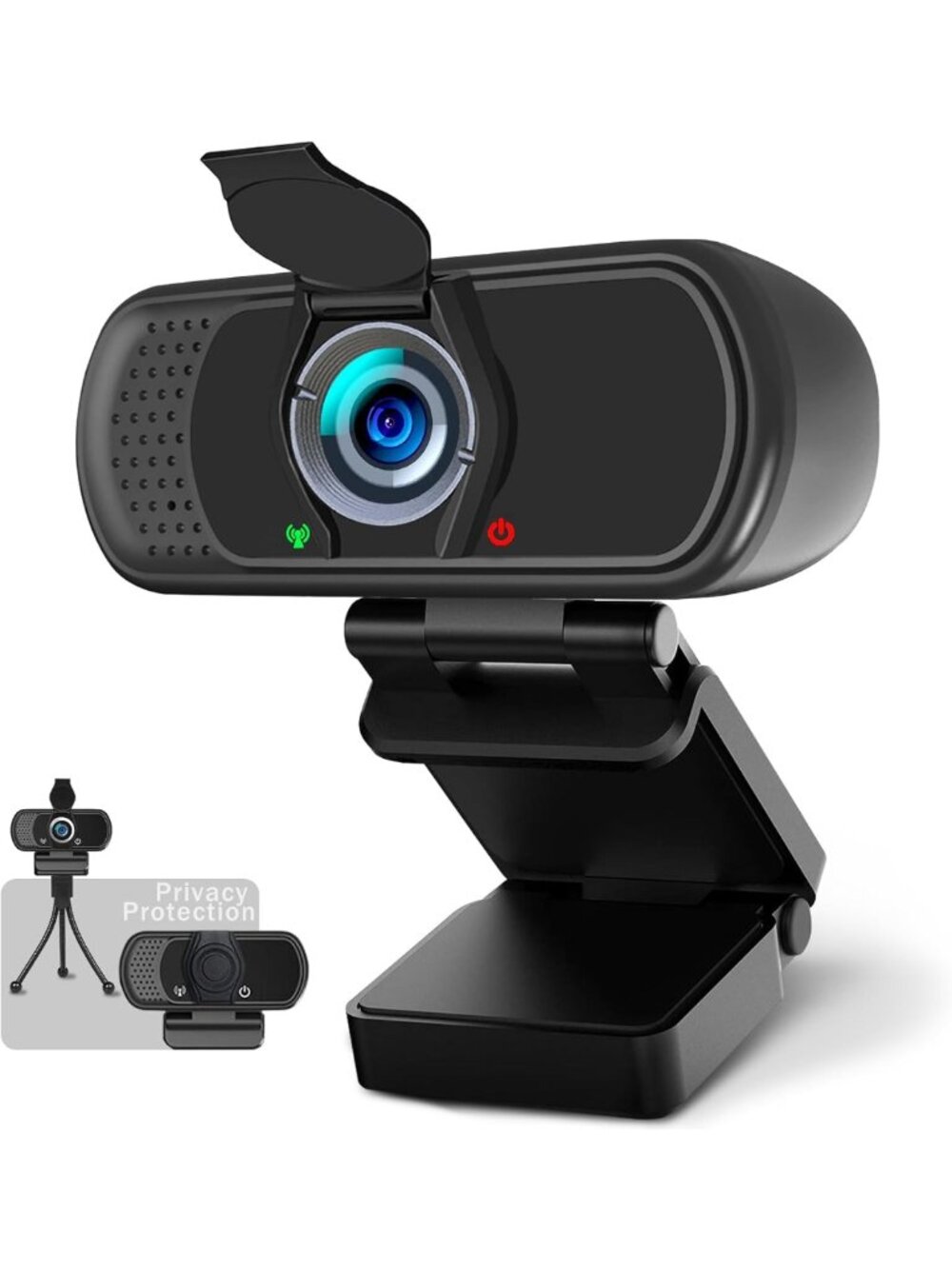 1080P Webcam with Microphone & Tripod, Wide Angle USB Camera for Zoom & Gaming